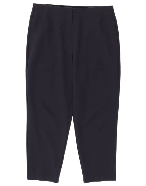 Calças cortadas femininas Marks & Spencer UK 12 médio W32 L23 azul marinho