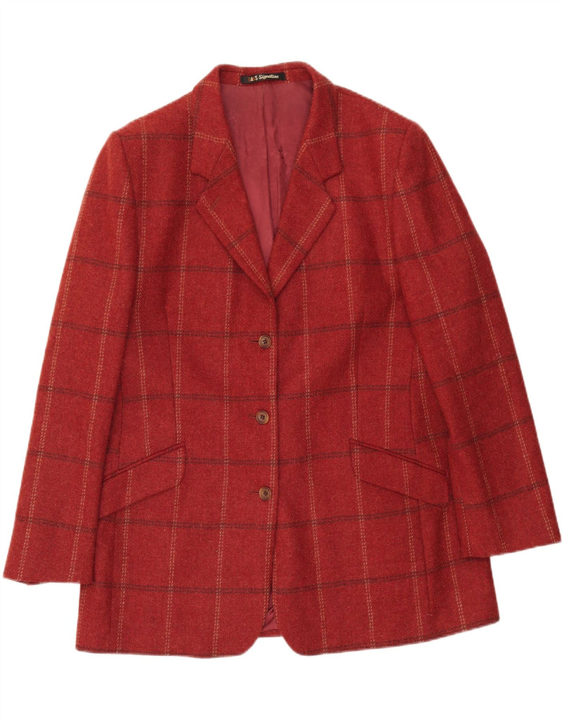 DAKS Womens 3 Button Blazer Jacket UK 14 Medium Red Check Wool Vintage DAKS and Second-Hand DAKS from Messina Hembry 