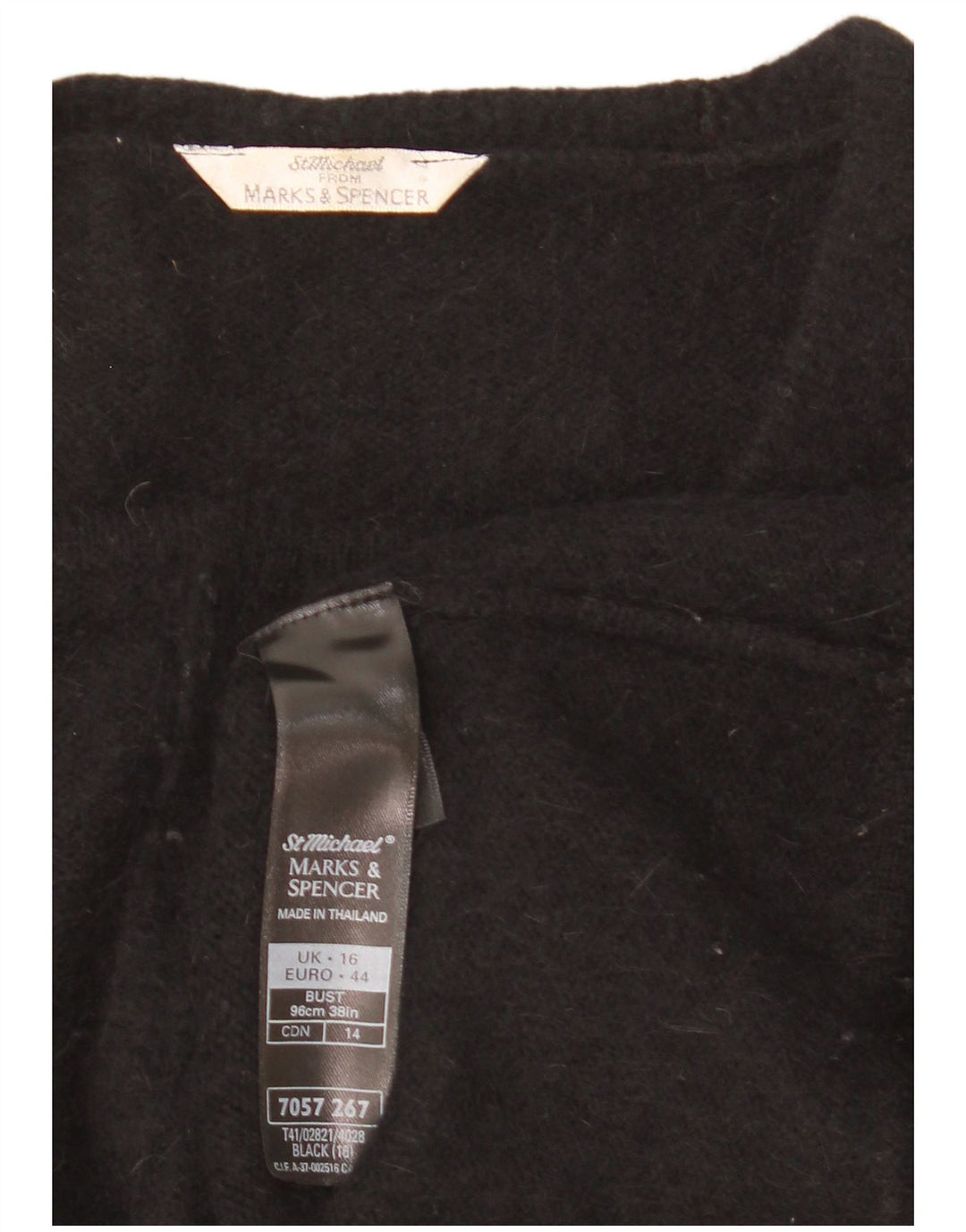 Suéter cardigã feminino Marks & Spencer Reino Unido 16 grande angorá preto