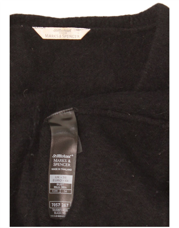 Suéter cardigã feminino Marks & Spencer Reino Unido 16 grande angorá preto