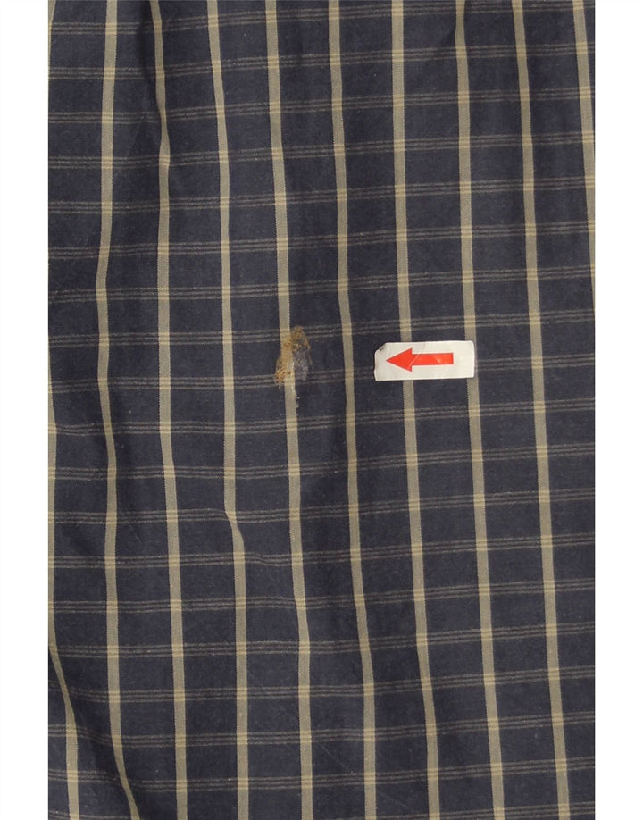 Camisa masculina de manga curta Dickies, algodão xadrez médio azul marinho