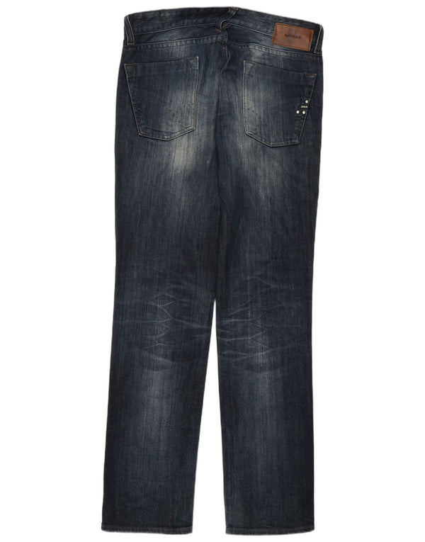 Gas Mens Straight Jeans W34 L34 Azul Algodão