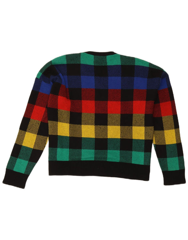Suéter feminino Benetton com gola redonda UK 16 xadrez grande multicolorido