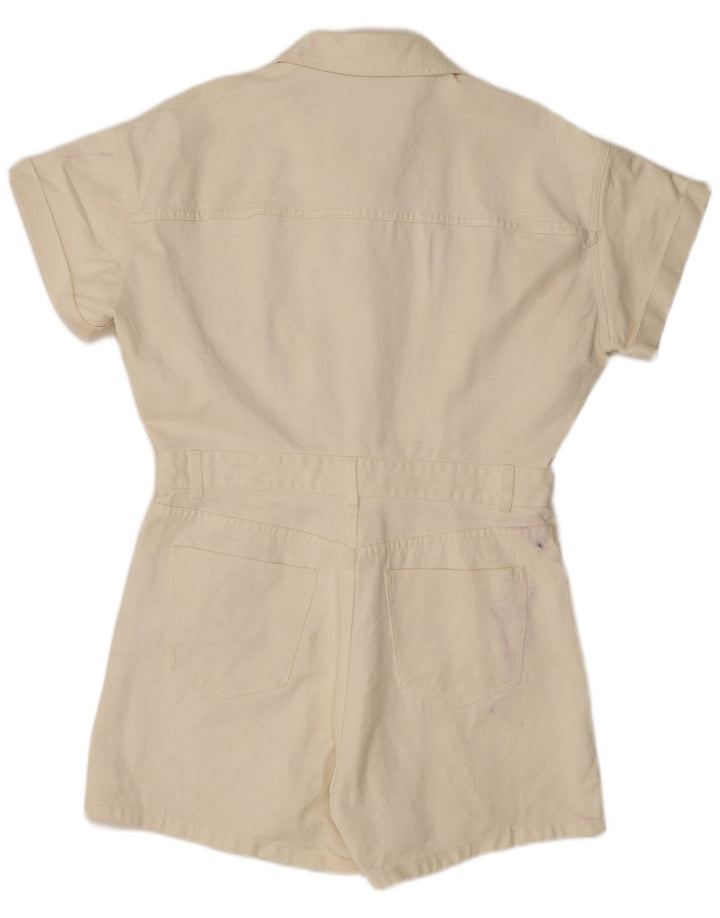 Macacão jeans feminino Zara UK 20 2XL algodão branco
