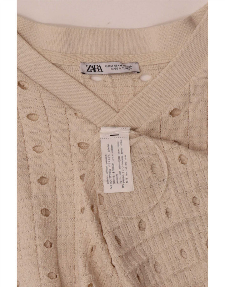 Zara Womens Vest Top UK 14 Poliéster bege médio
