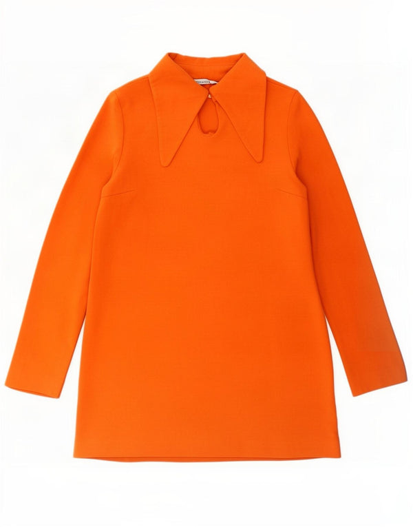 Vestido polo feminino de manga comprida Zara UK 12 poliéster laranja médio
