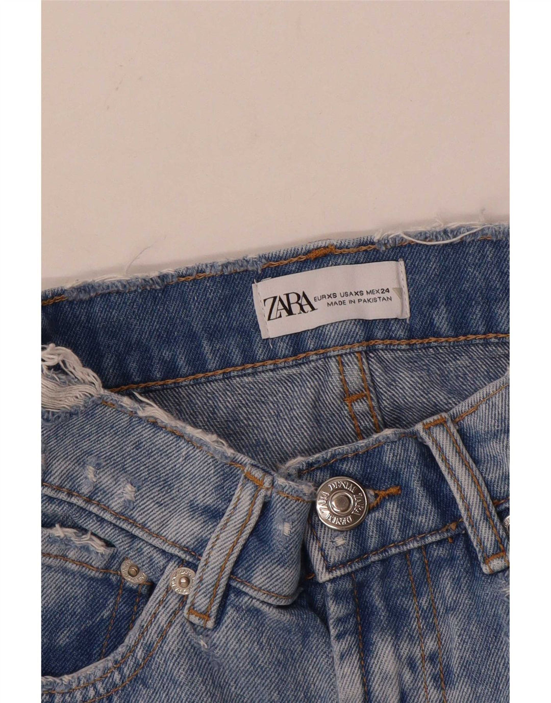 Mini saia jeans feminina Zara XS W24 azul