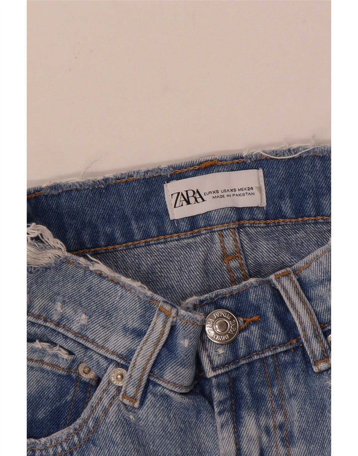 Mini saia jeans feminina Zara XS W24 azul