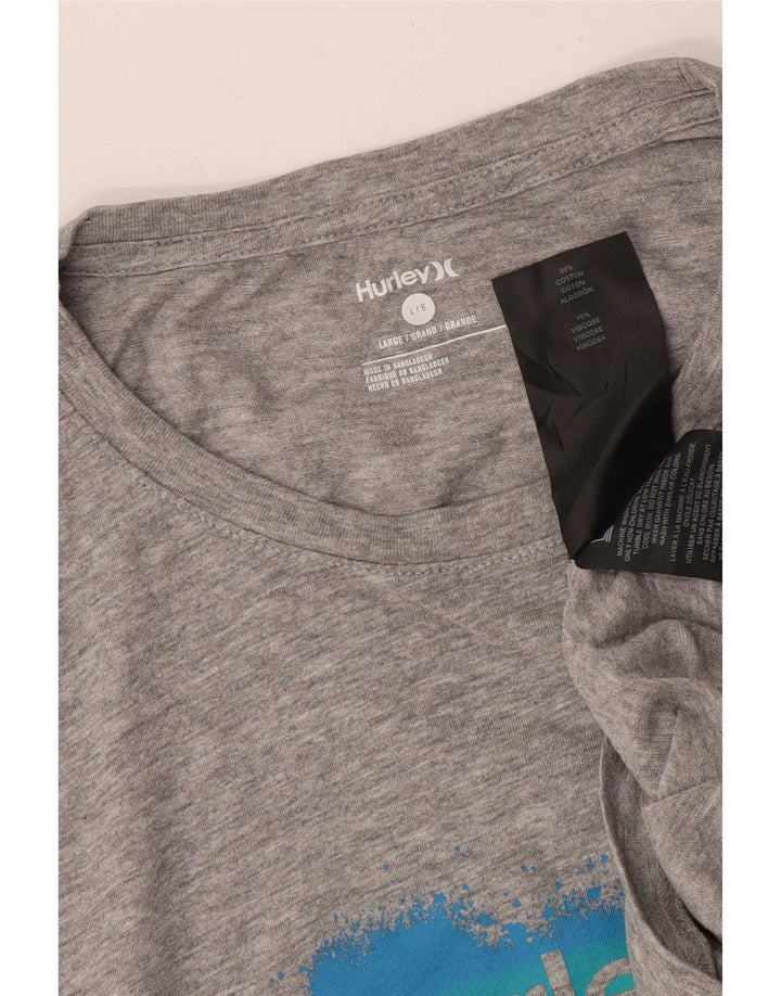 Hurley Camiseta masculina gráfica grande algodão cinza