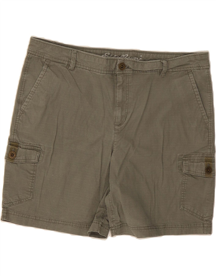 EDDIE BAUER Womens Cargo Shorts US 16 2XL W38  Green Pinstripe Cotton Vintage Eddie Bauer and Second-Hand Eddie Bauer from Messina Hembry 