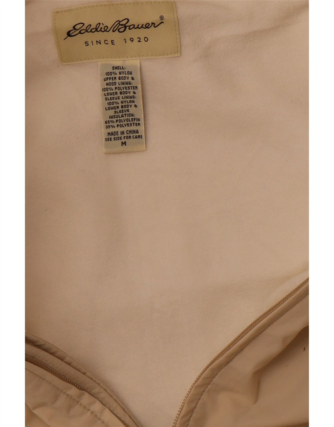 Jaqueta corta-vento masculina EDDIE BAUER com capuz Reino Unido 38 Nylon bege médio