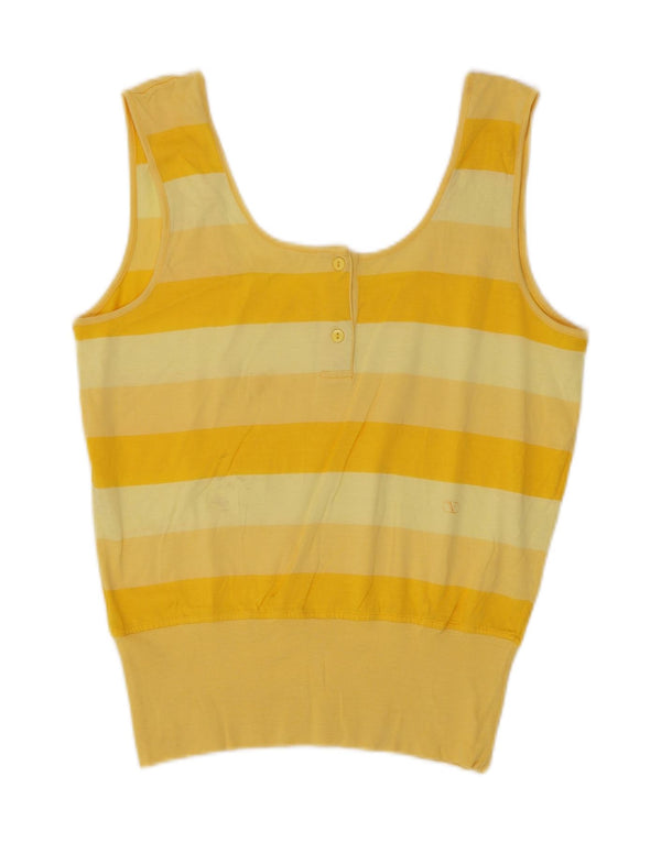Colete feminino vintage UK 12 algodão listrado amarelo médio