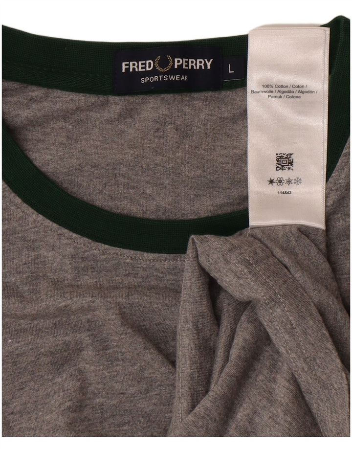 Camiseta masculina FRED PERRY grande algodão cinza