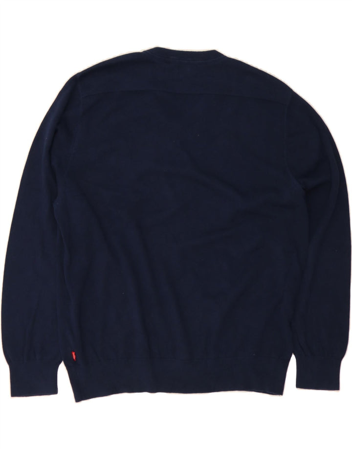 IZOD Mens V-Neck Jumper Sweater XL Navy Blue Cotton Vintage Izod and Second-Hand Izod from Messina Hembry 