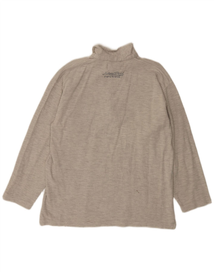 Camisa polo masculina Island Port com zíper e manga comprida XL cinza manchada