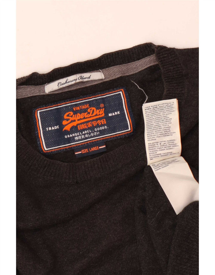 Suéter masculino Superdry com gola redonda, grande algodão marrom