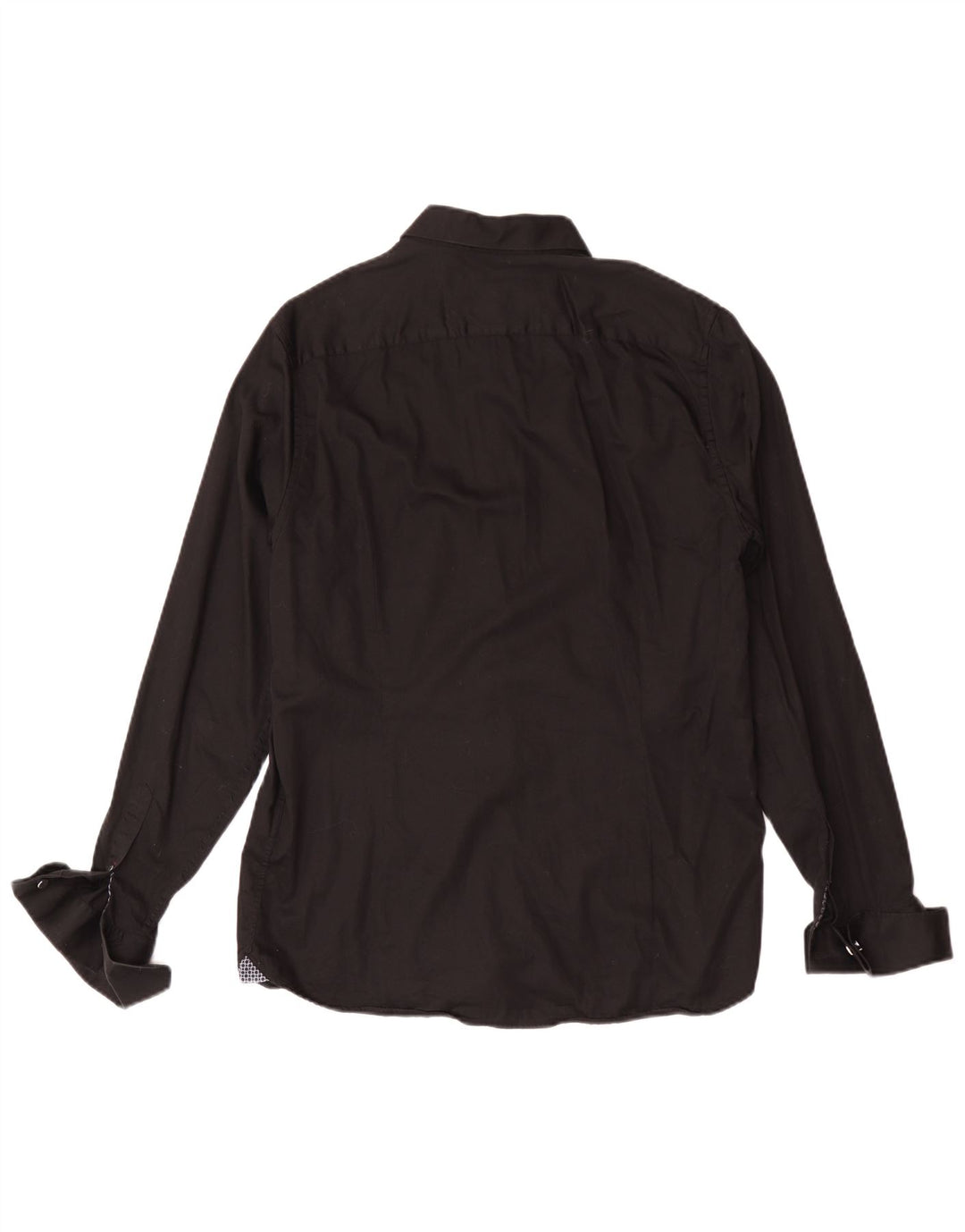 Camisa formal masculina Ted Baker de ajuste moderno tamanho 16 grande algodão preto