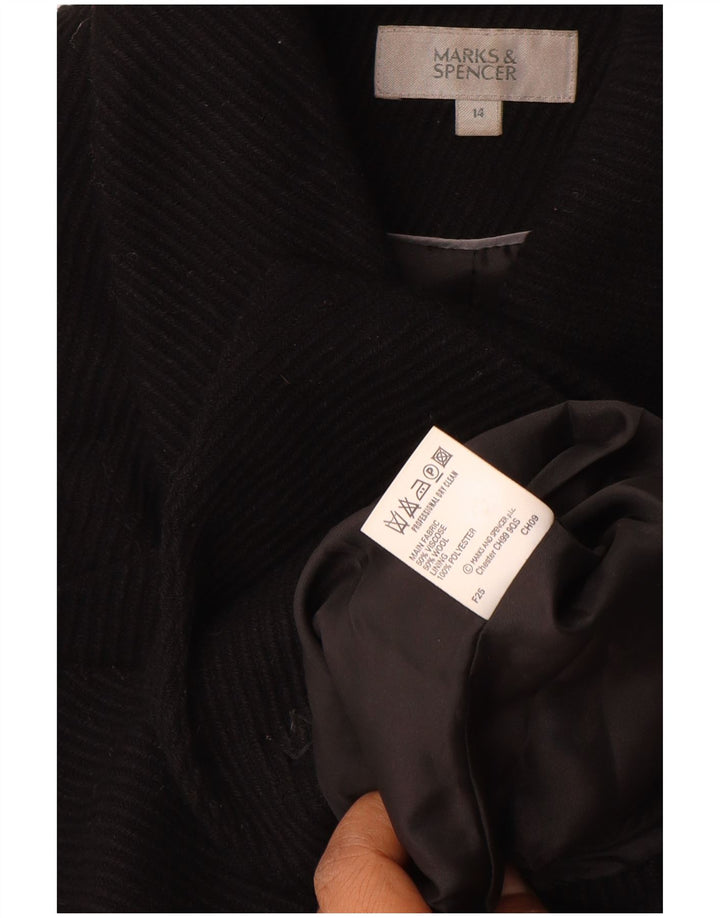Sobretudo curto feminino Marks & Spencer UK 14 médio preto viscose