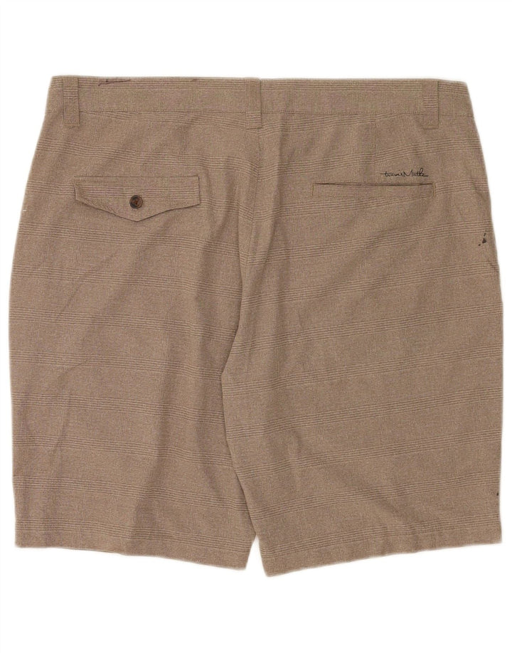 Shorts Chino Masculino Travis Mathew W36 Poliéster Xadrez Grande Bege