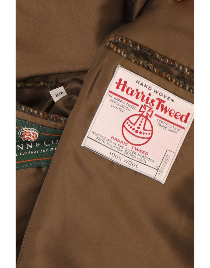 Jaqueta blazer masculina de 3 botões Harris Tweed IT 41 grande lã xadrez marrom