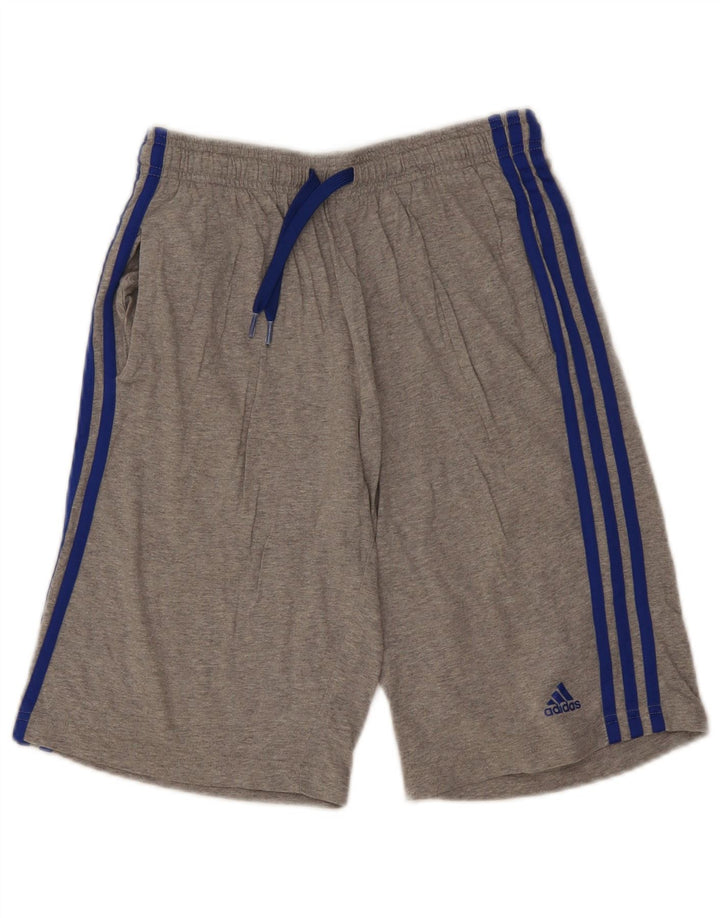 Shorts esportivos masculinos Adidas 15-16 anos cinza algodão