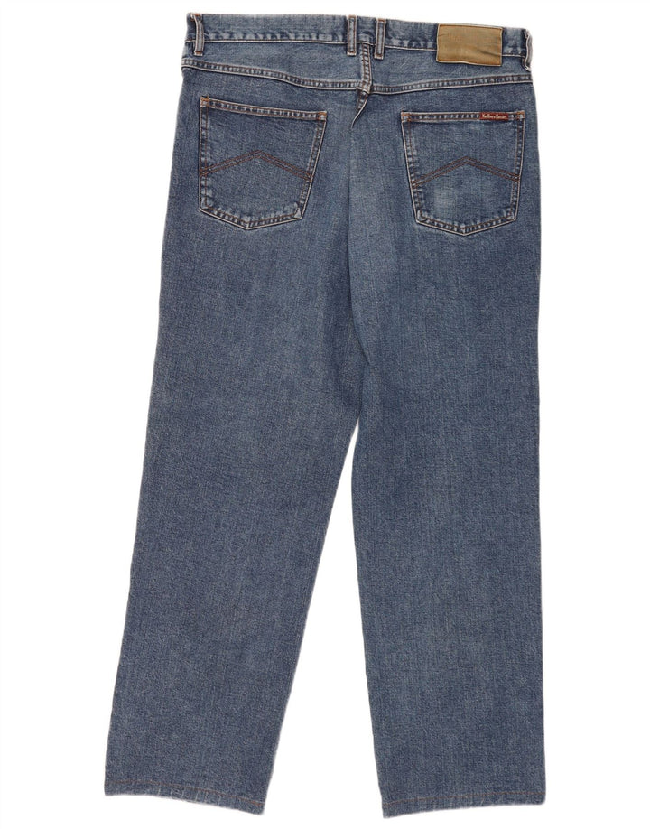 Marlboro Classics Mens Straight Jeans W38 L31 Azul Algodão