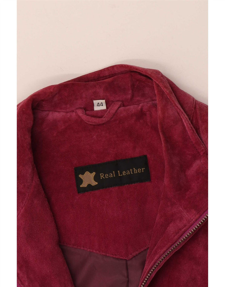 Jaqueta bomber de camurça feminina vintage IT 44 couro rosa médio