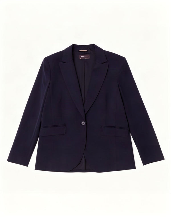Jaqueta blazer feminina Marks & Spencer com 1 botão Reino Unido 20 2XL azul marinho poliéster