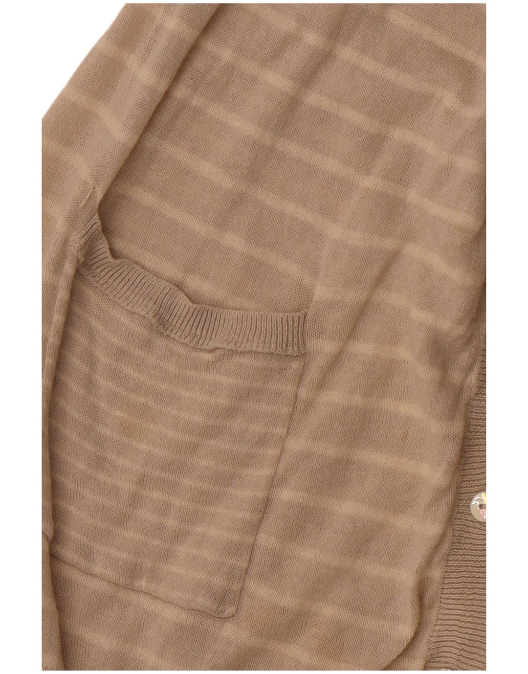 Suéter cardigã feminino WHITE STUFF Reino Unido 14 linho listrado bege grande