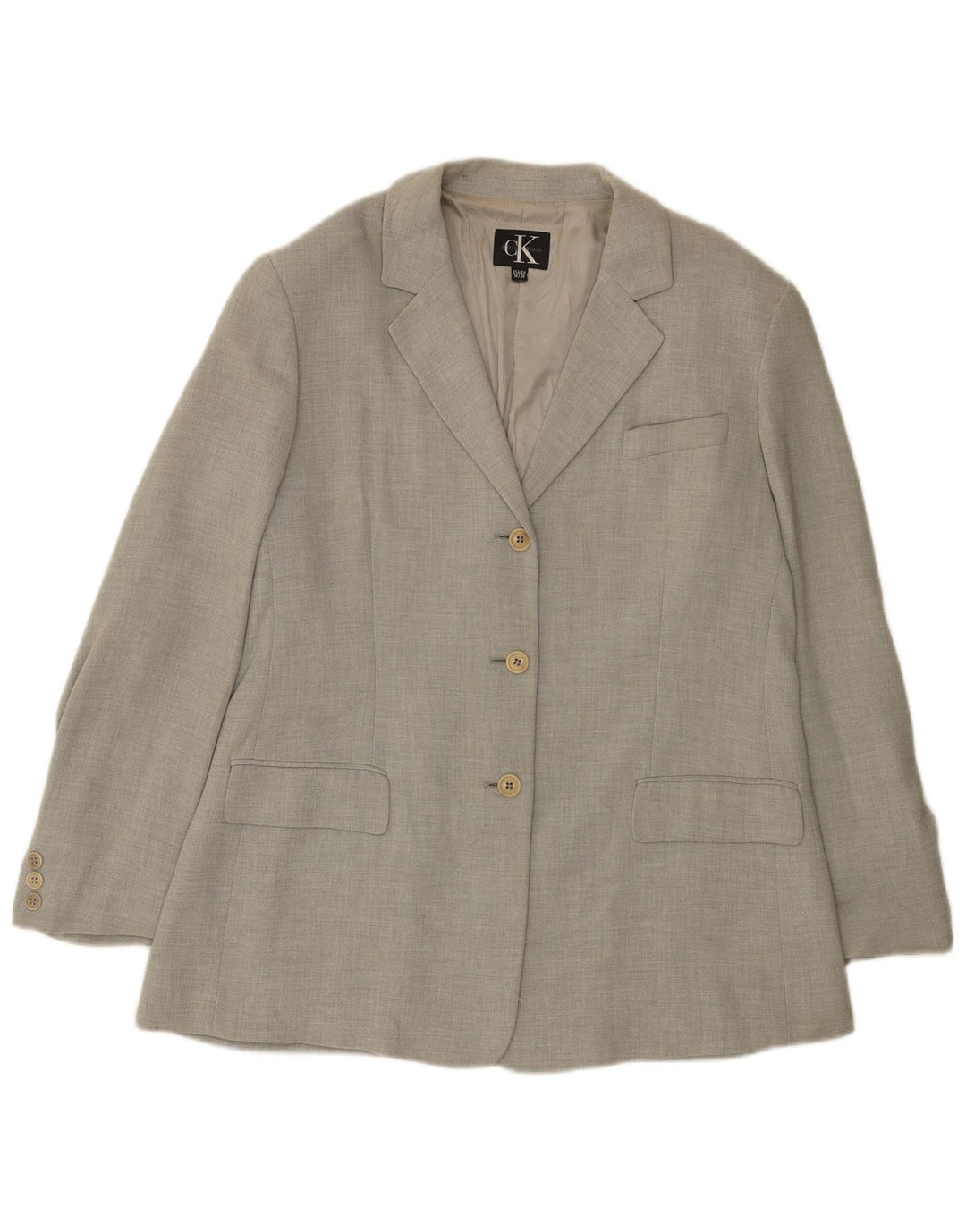Jaqueta Blazer Feminina Calvin Klein com 3 Botões EUA 14 XL Viscose Cinza