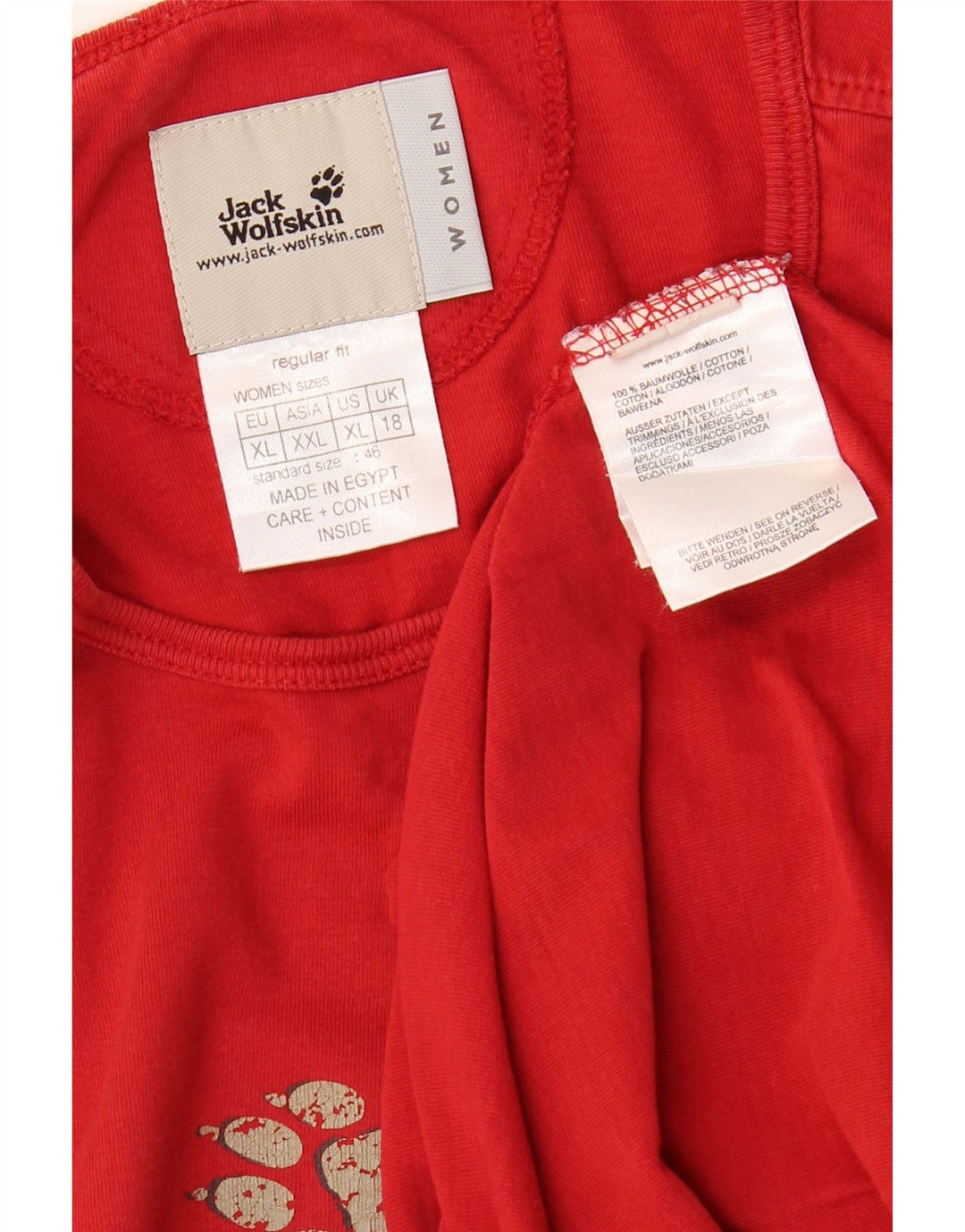 JACK WOLFSKIN Top gráfico feminino manga comprida Reino Unido 18 XL algodão vermelho