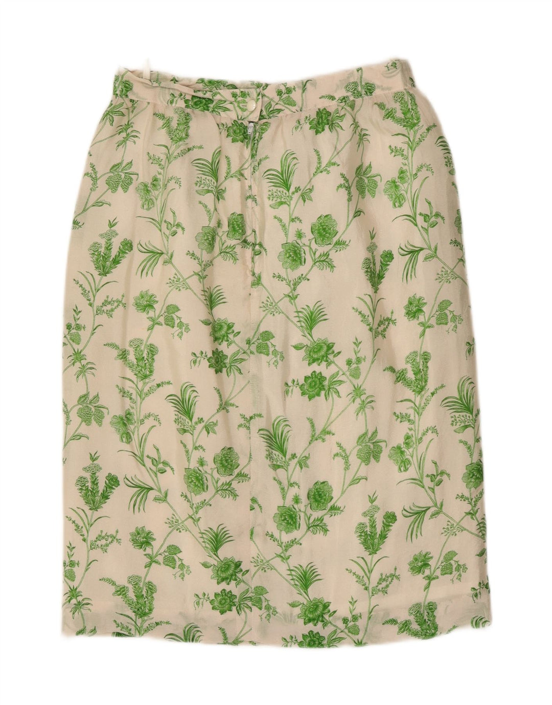 Saia reta feminina vintage W28 médio floral branco