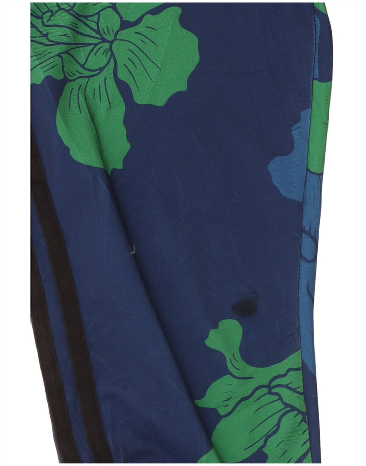 Leggings Adidas Femininas UK 10 Pequenas Azul Marinho Floral Poliéster