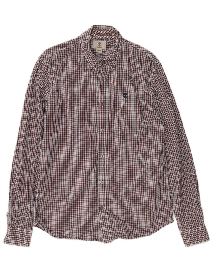 Timberland Mens Slim Fit Camisa Médio Vermelho Gingham