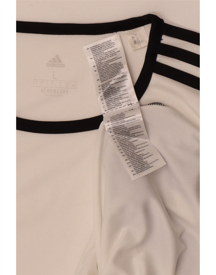 Adidas Mens Aeroready Camiseta Top Grande Branco Colorblock Poliéster