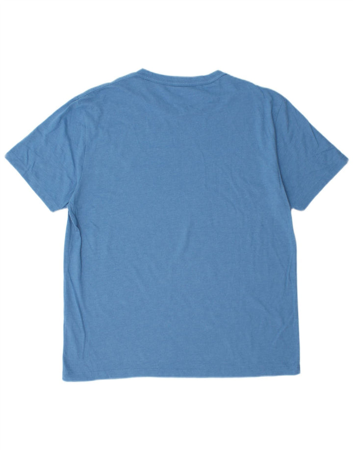 All Saints Mens Camiseta Regular Fit Top Grande Algodão Azul