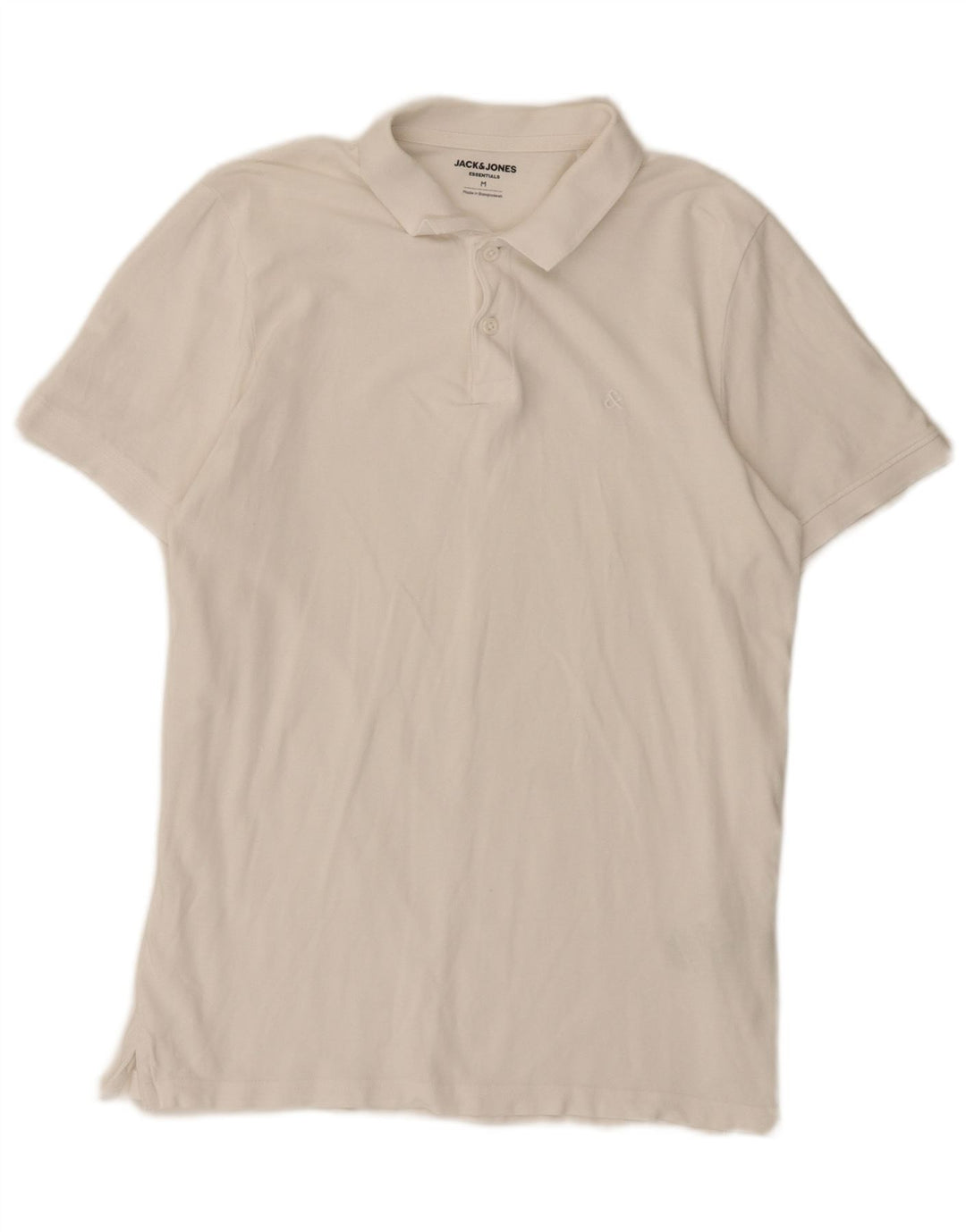 Camisa polo masculina Jack & Jones Regular Fit de algodão branco médio