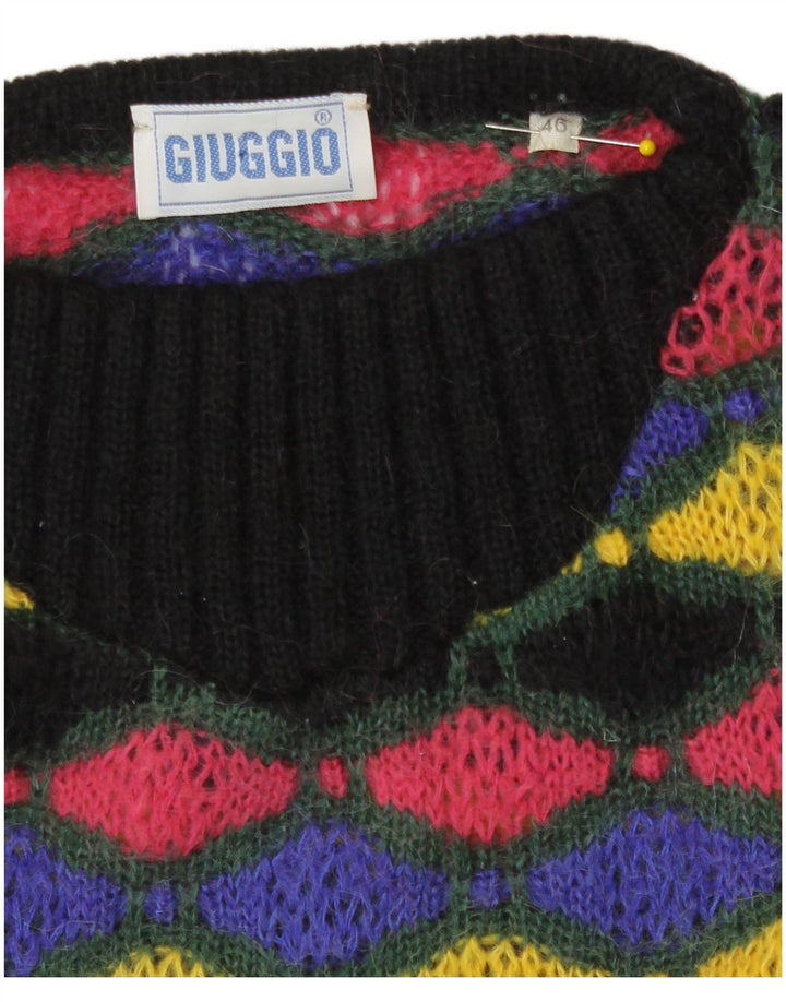Suéter feminino vintage com gola canoa IT 46 grande geométrico multicolorido