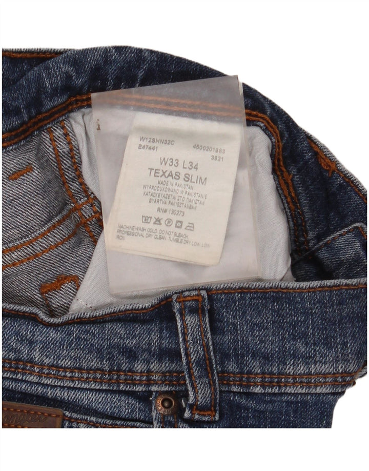 Wrangler Masculino Texas Slim Jeans W33 L34 Azul Algodão