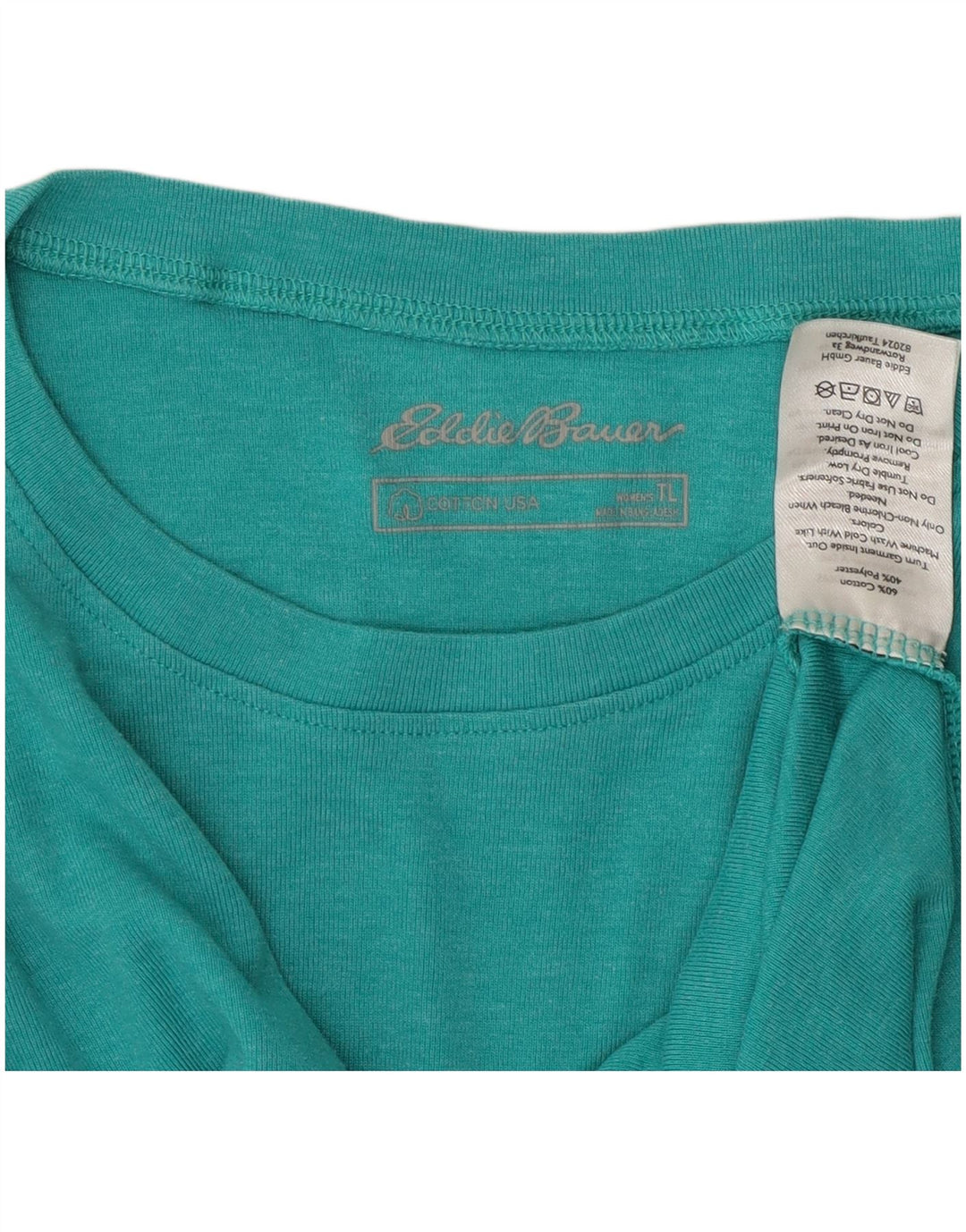 EDDIE BAUER Top feminino manga comprida Reino Unido 14 grande algodão turquesa