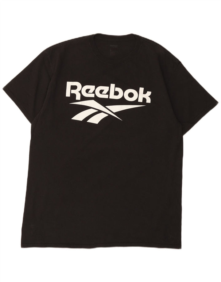 Reebok Mens Graphic T-Shirt Top Grande Preto
