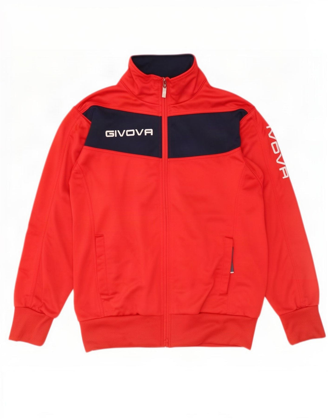 Givova Jaqueta masculina de agasalho gráfico grande poliéster colorblock vermelho