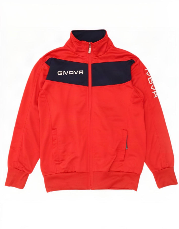 Givova Jaqueta masculina de agasalho gráfico grande poliéster colorblock vermelho