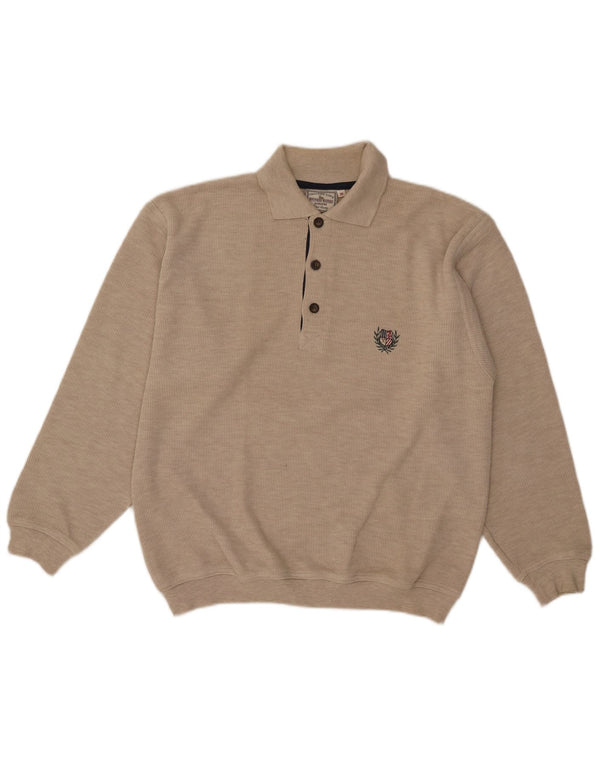 Bounded Waters Mens Polo Neck Jumper Sweater Medium Beige