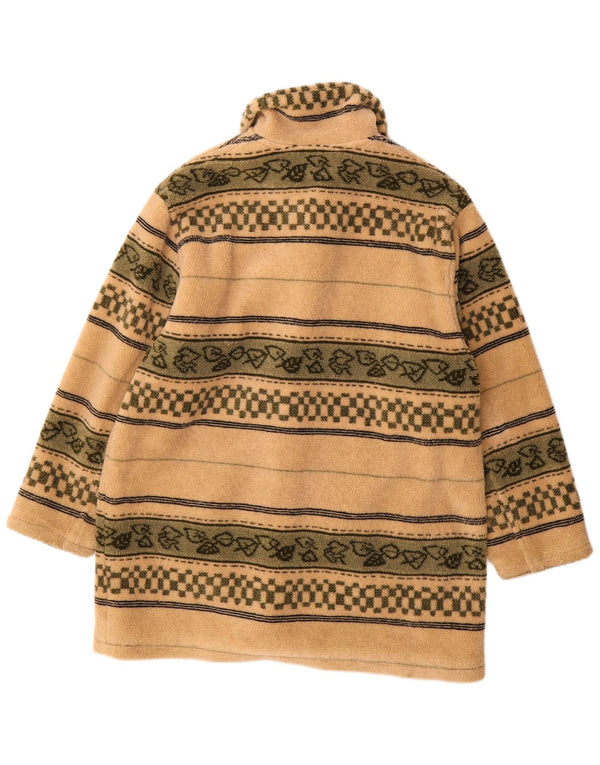 Sobretudo de lã superdimensionado vintage feminino EU 40 listrado bege médio