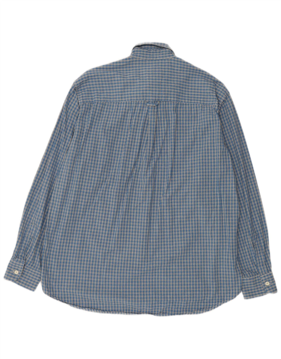 Camisa masculina de flanela Carrera tamanho 41/42 grande algodão xadrez azul