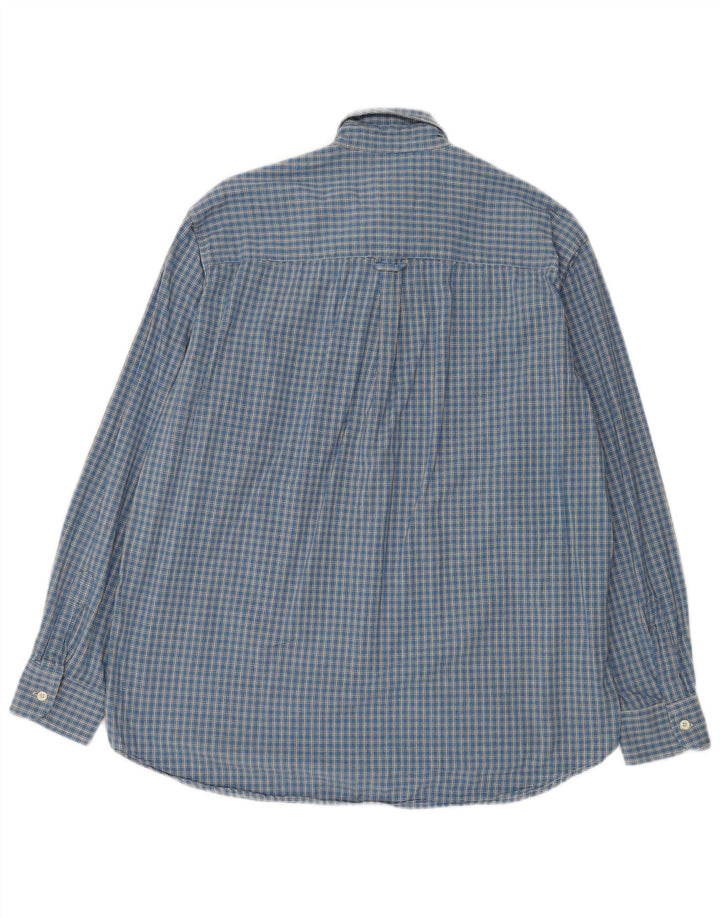 Camisa masculina de flanela Carrera tamanho 41/42 grande algodão xadrez azul