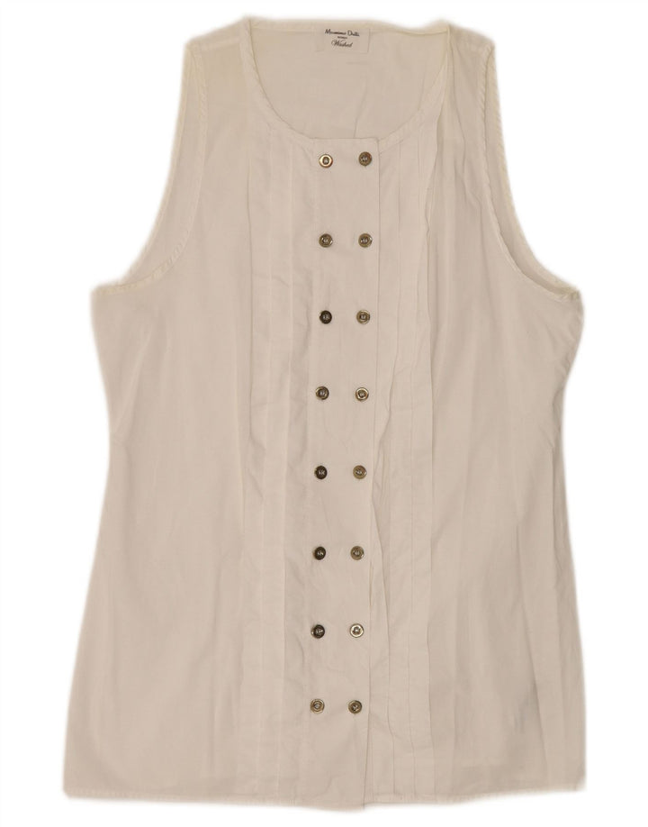 Blusa feminina Massimo Dutti com botões duplos EU 34 2XS algodão branco
