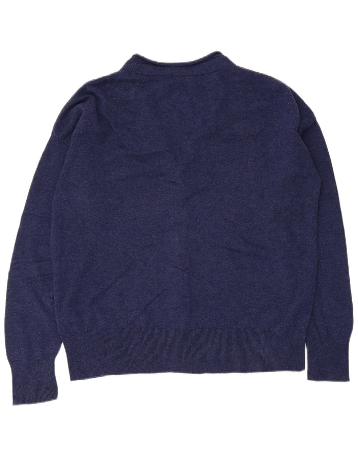 Suéter cardigã feminino Cos UK 14 lã azul marinho médio
