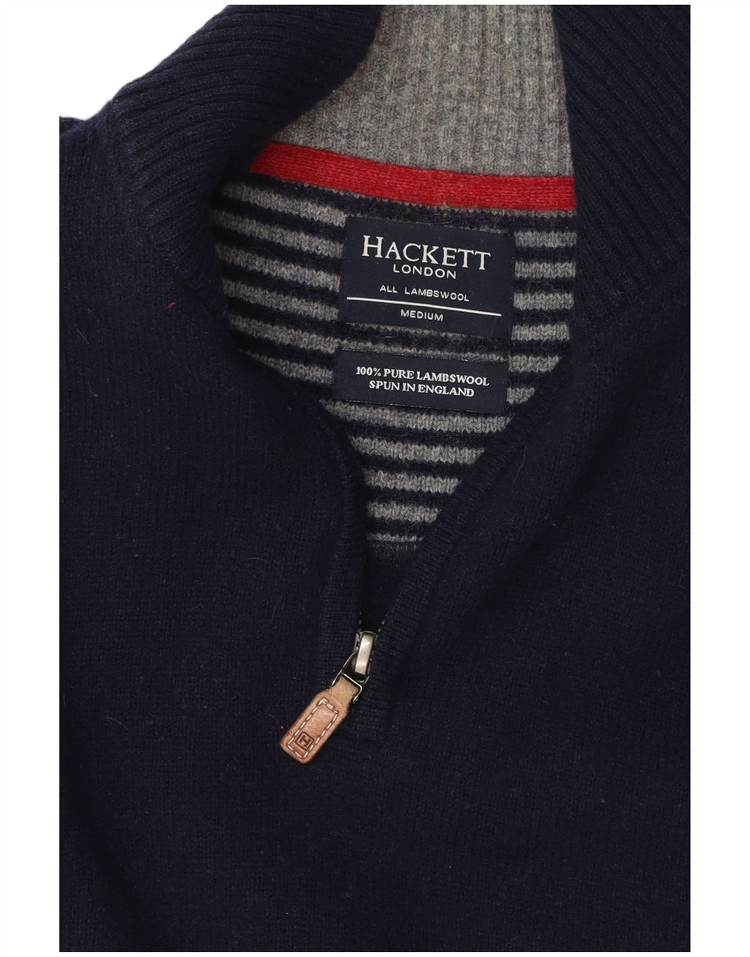 Suéter masculino HACKETT com zíper e gola em lã de carneiro azul marinho médio